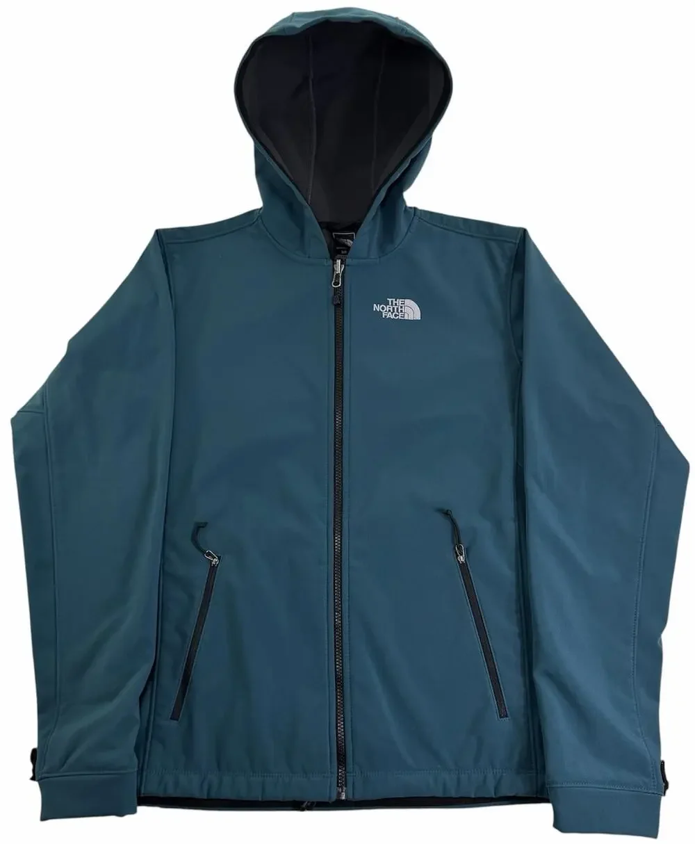 Men's North Face Softshell Full Zip Jacket Size Small Teal Blue Hooded Pullover